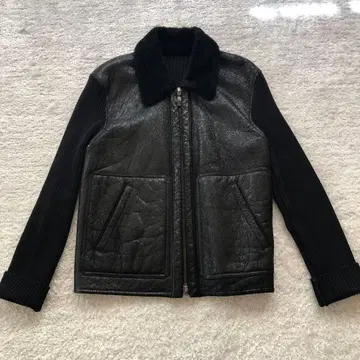 장 블랑페레 빈티지 가죽 니트 자켓 L 블랙