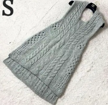 20 마메쿠로구치 모헤어 베스트 멀티 패턴 케이블 니트 그레이 S