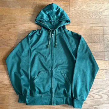 vintage 써멀 지퍼 후드티 그린