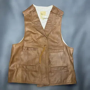 FUNNY 브라운 가죽 베스트 천연 가죽 M 사이즈
