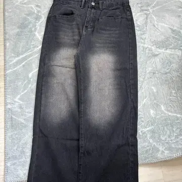 블랙 와이드 레그 데님