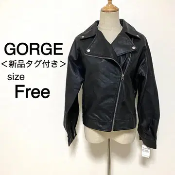 GORGE 블랙 컬러 집업 인조 가죽 자켓