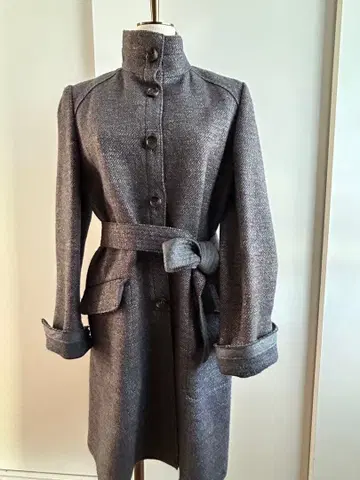 스캐퍼 그레이 트위드풍 체스터 코트