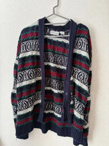 기하학 패턴 니트 가디건 구제 의류 남성용 여성용 레트로 빈티지