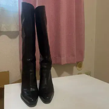 Sergio Rossi 블랙 가죽 하이힐 롱 부츠