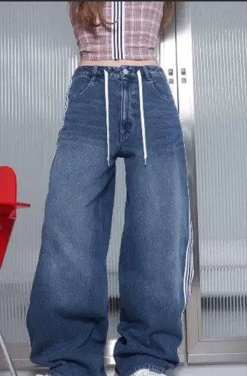 다리치 리메이크 와이드 데님 팬츠 인디고 블루