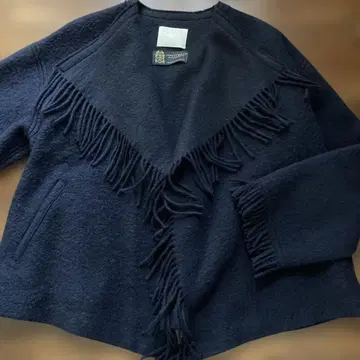 [컨디션 최상] Plage 플라주 프린지 판초 MANTECO사 네이비