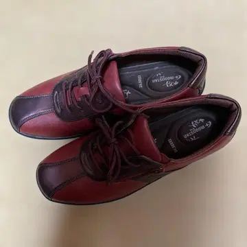 문스타 이브 빨간색 브라운 콤비 워킹 스니커즈 24.5cm 4E