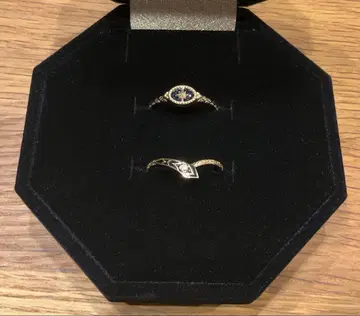 agete K10 자수정 다이아몬드 세트 반지