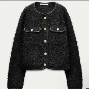 ZARA 노카라 자켓 메탈릭 텍스처 자켓 가디건