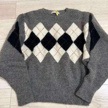 더신존 아가일 무늬 스웨터 F 사이즈 그레이