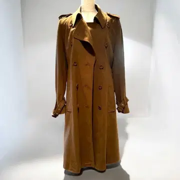 etvous 에브/브라운 페이크 스웨이드 트렌치코트 벨트 포함