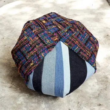 핸드메이드 트위드 원단과 츠기하기 데님 베레모