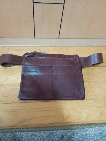 천연 가죽 다크 브라운 가죽 웨스트 파우치