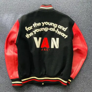 VAN JAC 스타디움 점퍼 [ 블랙 x 레드 ] L 사이즈