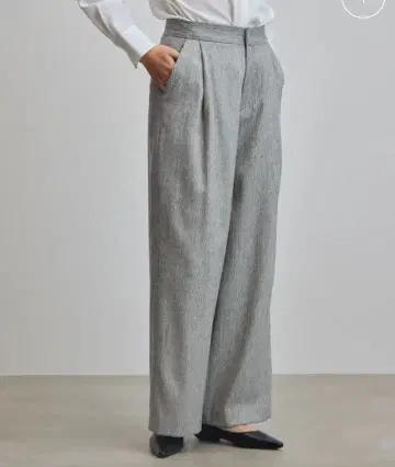 SOEJU 헤링본 턱 와이드 팬츠 소 그레이 M