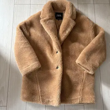 ZARA 테디베어 코트 보아 코트 인기 베이지 미들 기장