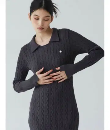 LAGUNAMOON POLO BCS 콜라보 케이블 니트 원피스 그레이