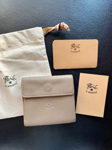 IL BISONTE 접이식 지갑 미니 지갑 그레이 천연 가죽