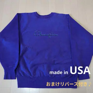 [ 90s 자수 택 ] 로고 자수 맨투맨 리버스 위브 퍼플 퍼플네이비