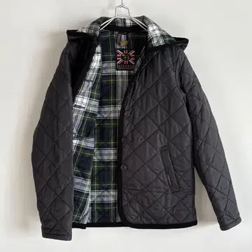 라벤햄 후드 부착 퀼팅 자켓 타탄 체크 사이즈 34