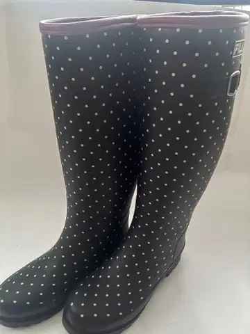 FILA 도트 무늬 장화 레인부츠 버클 포함