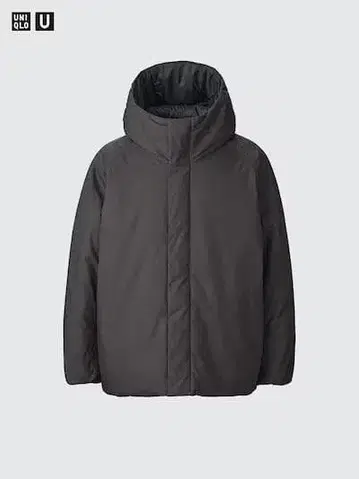 유니클로 U 퍼프 테크 볼륨 후드티 다크 그레이 M