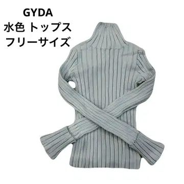 GYDA 제이 스카이블루 리브 니트탑 프리 사이즈