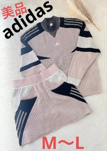 adidas 아디다스 니트 셋업 긴팔 로고 핑크 베이지 블랙