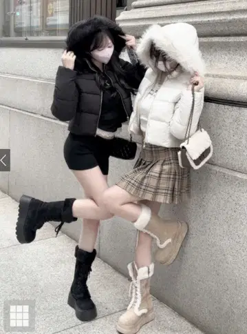 2Way 후드 부착 퍼 다운 자켓[ask143] 블랙 S 사이즈