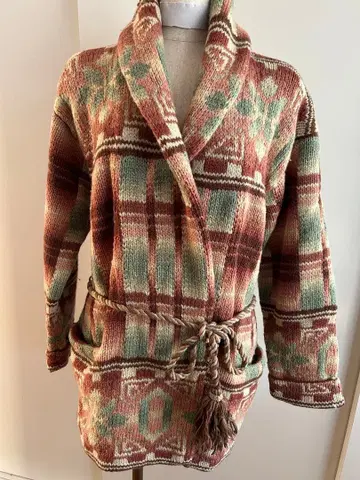 랄프 로렌 기하학 패턴 니트 로브