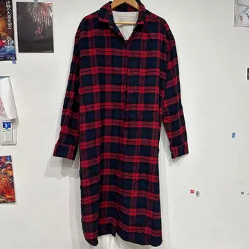 무인양품 오가닉 코튼 플란넬 체크 셔츠 원피스