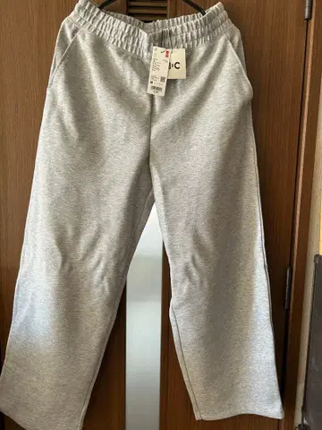 유니클로 시 맨투맨 와이드 팬츠 그레이 M 새상품