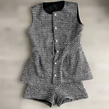 GRL 트위드 슬리브리스 셋업