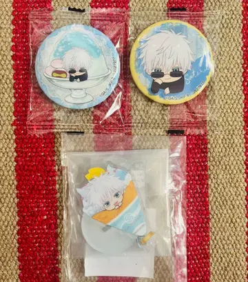 주술회전 고죠 사토루  아크릴 스탠드 캔뱃지 3점