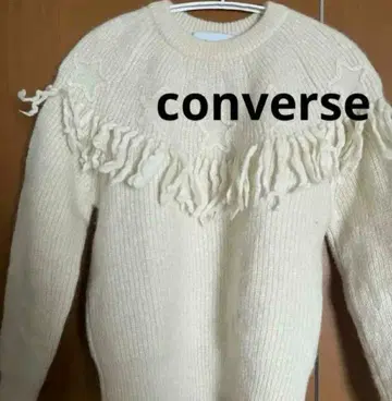 ConverseTOKYO 프린지 니트 스웨터 아이보리