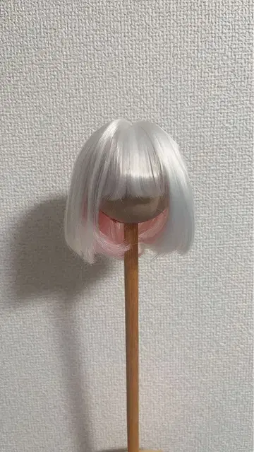 화이트 핑크 그라데이션 밥 가발 인형 가발 6~7인치 1/4