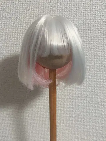 화이트 핑크 그라데이션 밥 가발 인형 가발 6~7인치 1/4
