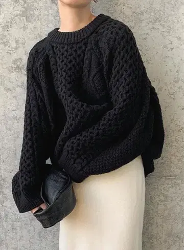 셀렉 모카 빈티지 스타일 케이블 니트