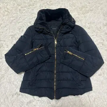ZARA 자라 퀼팅 패딩 자켓 퍼 골드 네이비 S