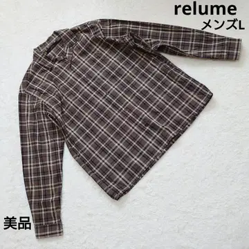 새상품급 relume 브라운 체크 무늬 긴팔 셔츠 남성용 L