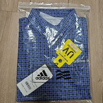 adidas 파랑 체크 골프 셔츠 M 사이즈