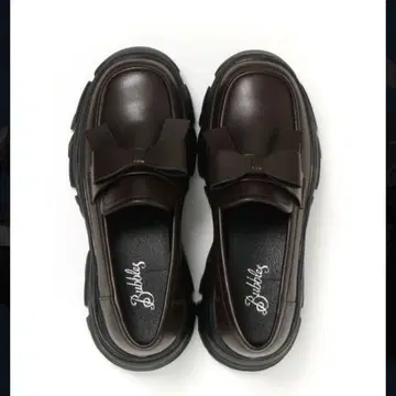 BUBBLES 리본 로퍼 다크 브라운 통굽 로퍼