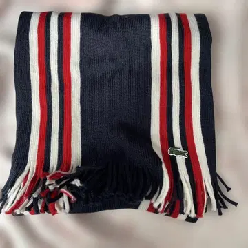 Lacoste 스트라이프 머플러 네이비