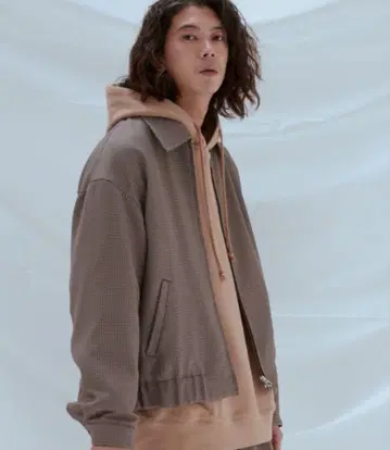 OVERSIZED PE TWILL ZIP BLOUSON 체크 무늬
