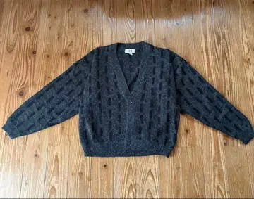 90s Jed 아크릴 가디건 L 스트라이프 올 패턴 그레이