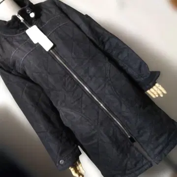 [ 미사용 새상품 ] 블랙 퀼팅 롱 코트