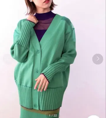 119 ] 쓰리포타임 시어 멀티 리브 니트 롱 가디건 그린