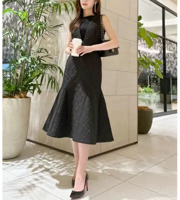 [택 포함 새상품] 셀포드 CELFORD 트위드 점퍼 드레스 블랙