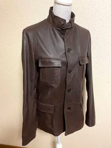 사이즈 48 L 사이즈 무슈 니콜 가죽 라이더 자켓 브라운